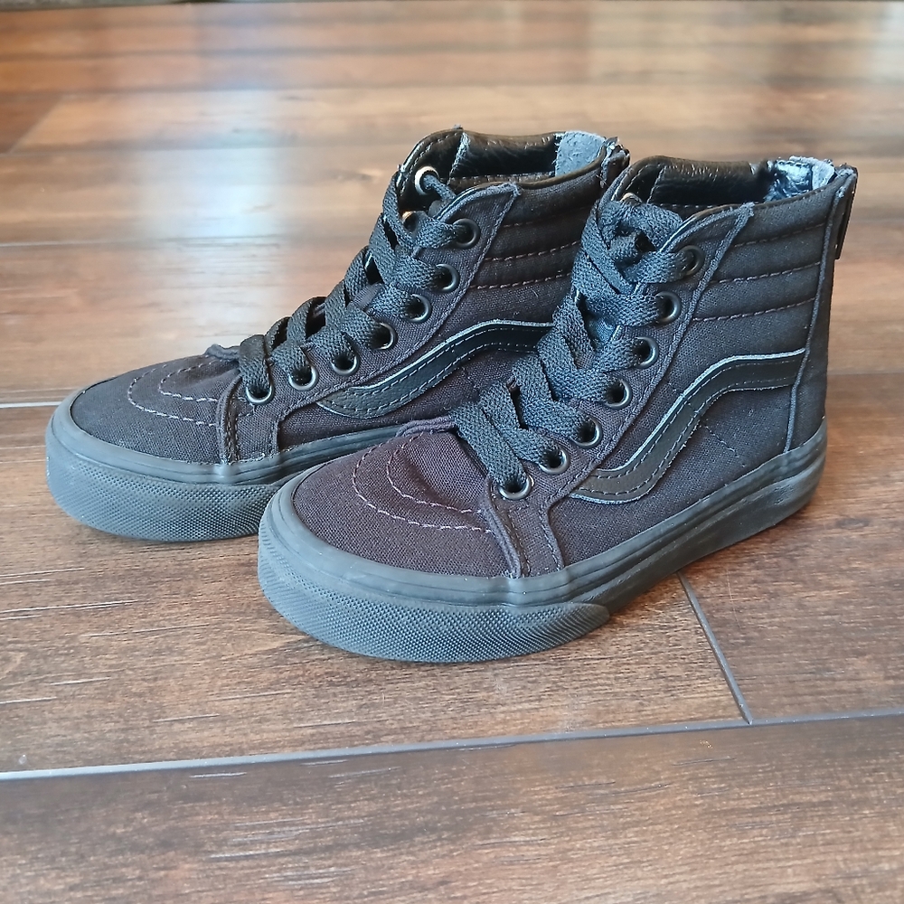 Vans Sk8 Hi zip toddler little kids 11.5 black on black